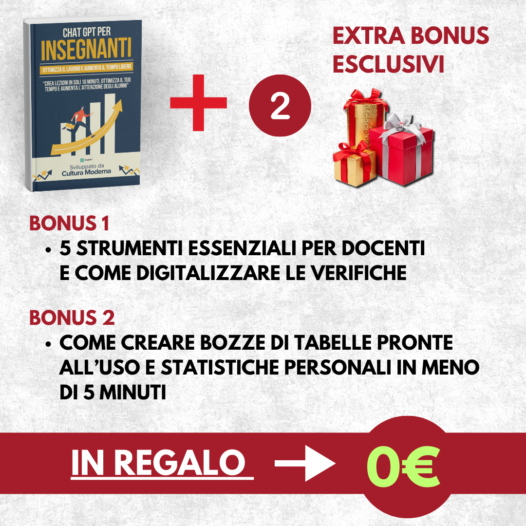 CHAT GPT PER INSEGNANTI - LA GUIDA PRATICA PER POTENZIARE ED OTTIMIZZARE IL PROPRIO INSEGNAMENTO (+5 BONUS ESCLUSIVI GRATIS 🎁)